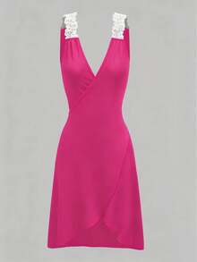 SHEIN Swim Vcay Beach Dresses For Women 1pc Women's Backless Wrap Around Kaftan For Beach/Resort Summer - Hot Pink - View 6