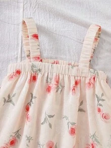 Travachic KIDS 女婴夏季碎花印花宽松吊带连衣裙 - 淺粉色 - 查看 5
