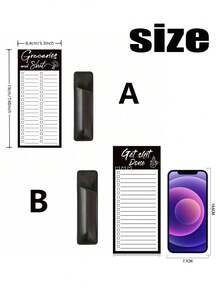 Grocery List Pads Funny Memo Notepad Magnet Refrigerator Notepad With 1 Piece Pen Holder Magnetic Pu Leather Marker Pouch -For Shopping And To Do Lists (Without Pen) - Black - View 3