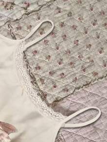 Glimmora Plus Size Summer Cute Deer & Floral Print Contrast Lace Camisole Top - Multicolor - View 3