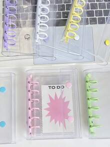 A7-Sized Transparent Portable File Bag With Double Snap Button Design. It Is Perfect For Storing Photos And Can Also Be Used As A Photo Album, Stationery, Notebook, Sticker Book, Office Supplies, School Supplies, And Back-To-School Essentials. - Multicolor - View 1