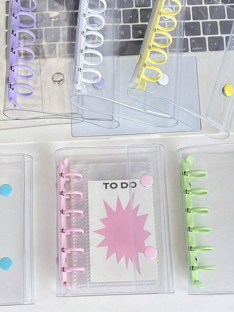 A7-Sized Transparent Portable File Bag With Double Snap Button Design. It Is Perfect For Storing Photos And Can Also Be Used As A Photo Album, Stationery, Notebook, Sticker Book, Office Supplies, School Supplies, And Back-To-School Essentials. - Multicolor - View 1