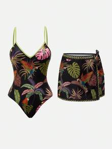 Swim Oasis 女士印花撞色连体衣 - 彩色 - 查看 4