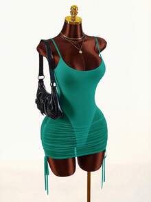 Vestido mini básico, romántico y semi-transparente, cómodo y ajustado para mujeres, 2026 nuevo - Verde 2 - Ver 11