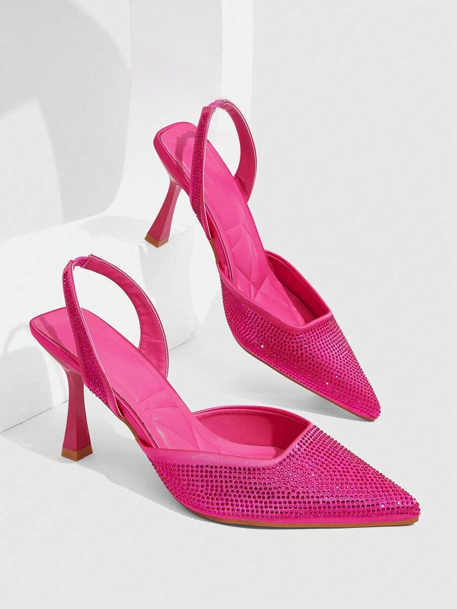 CUCCOO SZL Women's Fashion High Heel Pumps, Rhinestone Embellished High Heel Pumps - Hot Pink - View 1