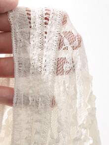 春夏碎花蕾丝吊带开衫两件套，优雅休闲度假沙滩修身薄款长袖T恤女装 - 白色 - 查看 3