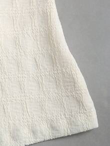 Sweetra 女士时尚百搭褶裥后系带纹理衬衫 - 米色 - 查看 5