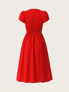 SHEIN Clasi Vestido elegante de mujer de unicolor con cuello en V, dobladillo con volantes, corte evasé hasta media pierna con bolsillos laterales - Atuendo de verano para mujer / Ropa de verano / Atuendos para conciertos / Atuendos para conciertos en el campo / Atuendos para festivales / Atuendos para Nashville / Atuendos para Ibiza / Vestido de Pascua / Atuendo de Pascua / Ropa elegante de vacaciones casual bohemia / Vestido de graduación / Vestido de graduación blanco / Vestido de fiesta / Atuendos para brunch / Vestido de boda para invitada / Ropa de iglesia para mujer / Bonitos vestidos de mujer elegantes y de clase - Rojo - Ver 11