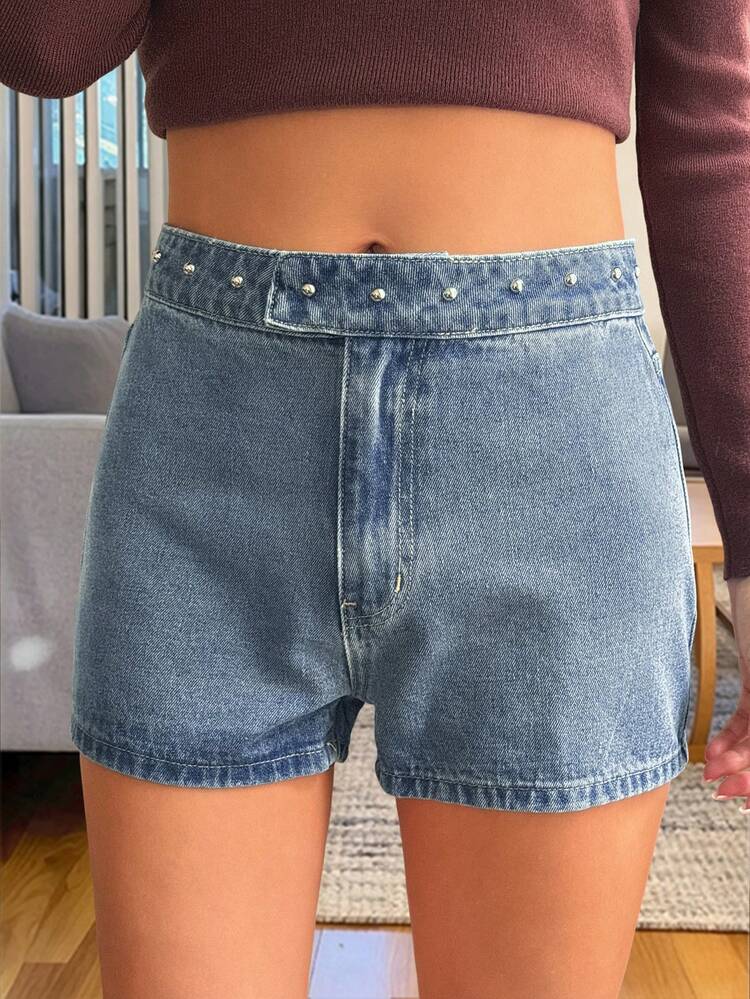 Women's Distressed Pearl Embellished Super Short Casual Denim Shorts