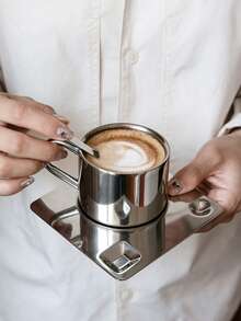 1pc Home Restaurant Nordic Style Design Metal Coffee Cup And Saucer Simple Coffee Set Blogger Tableware - Multicolor - View 3