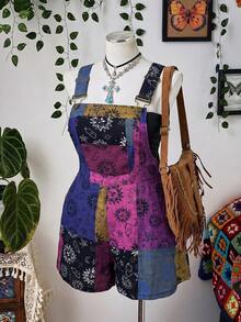 Sunspun Quần yếm kiểu bohemian nhiều màu sắc dành cho nữ cỡ lớn, mùa hè. - Màu tím - Xem 4