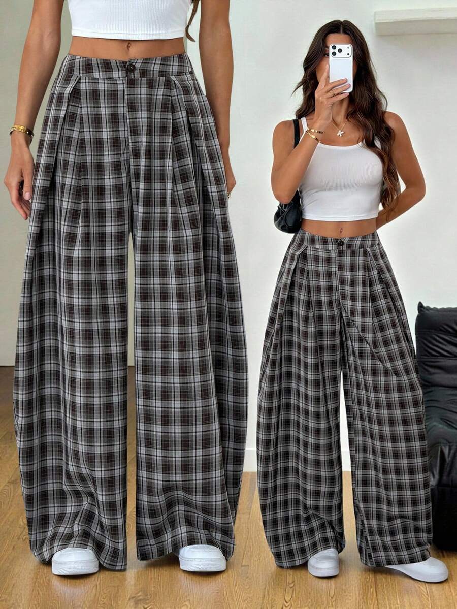 SHEIN Tall 女士夏季复古休闲嬉皮街头风宽松军绿色裤子