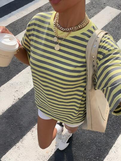 Muchica 女士休闲简约圆领短袖宽松T恤，适合夏季穿着