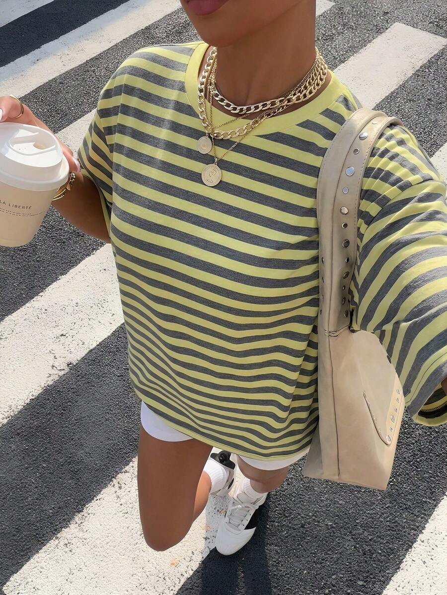 Muchica Áo thun nữ dáng rộng, cổ tròn, tay ngắn, kiểu dáng tối giản, thích hợp cho mùa hè. - Nhiều màu - Xem 1