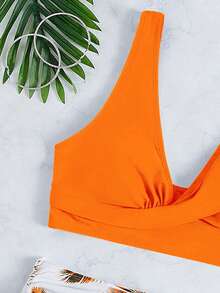 Swim Lushoire Tropical Print Drawstring Side Bikini Set Summer Beach Clothes, Bathing Suit - Multicolor - View 7