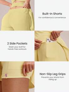 GLOWMODE FeatherFit™-Air 游戏套装 A 字型内置露背短款打结口袋吊带连衣裙 低强度日常夏季速干吸湿排汗 - French Vanilla - 查看 5