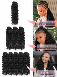 Boho Braids Miracle Knot Human Crochet Hair In 100% Remy Feather Line Crochet Hair Braids Salon Silky Seamless Invisible Natural Black Jerry Curl Miracle Knots Feather Crochet Human Hair Braiding For Woman Micro Pre Looped Crochet Hair Jerry Curly Extensions - Natural Black - View 5