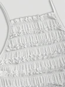 Sweetra Casual Halter Neck Cami Long Dress White Sleeveless Midi Pencil All Over Print For Women - White - View 3