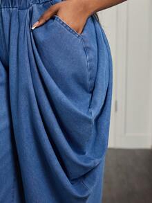 BamGleam Quần yếm và áo liền quần denim thời trang thường ngày dành cho nữ. - Màu xanh lam - Xem 6