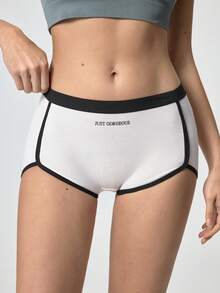 Loungeista 4 pièces Culottes pour femmes de style sportif, couleurs avec imprimé lettres, taille mi-haute, douces et confortables. Boxers décontractés pour femmes. - Multicolore - Voir 3