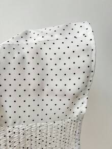 Elamini Women's Blouse With Floral Lace Patchwork, Bow Tie, Sweet Sexy, White Polka Dot, Summer, Y2k, Everyday Vintage Golf - White - View 7