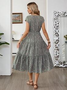 EMERY ROSE Women's Casual Ditsy Floral Vacation Dress - Green - View 2