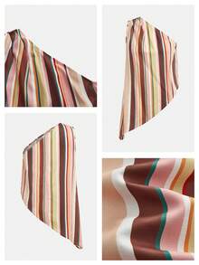 MAIJA Vacation Striped One Shoulder Asymmetric Hem Sleeveless Top,Summer Top - Multicolor - View 7