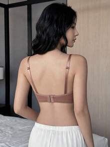 1 件女士简约时尚简约带罩杯日常休闲内衣文胸 - 咖啡棕 - 查看 2