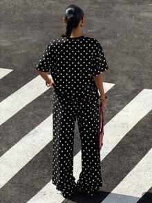 Muchica Set da 2 pezzi a pois bianchi e neri, taglie comode - nero - Visualizzare 3