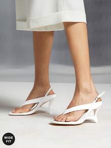 SHUZIA Dép xỏ ngón đế xuồng dáng rộng, thời trang, thoải mái dành cho nữ. - Màu be - Xem 2