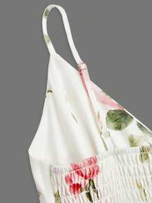 Franclia 女士优雅奢华浪漫印花交叉腰带喇叭连衣裙，粉色连衣裙，舞会礼服，春夏连衣裙，沙滩装，优雅派对礼服，休闲连衣裙，婚礼宾客礼服，女士奢华晚礼服，女士度假装，女士毕业礼服，女士生日礼服，夏季假日装，女士办公室通勤连衣裙 - 象牙白色 - 查看 3