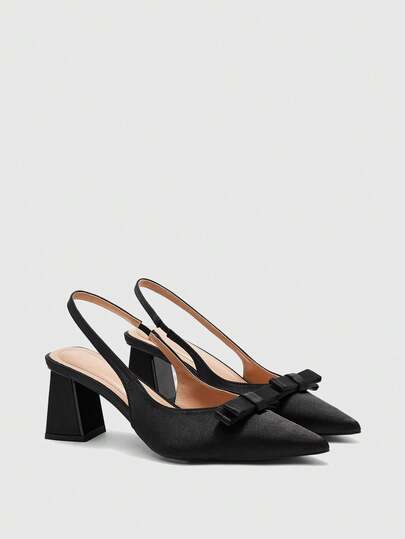 CUCCOO BIZCHIC Women Shoes New Fashion Pointed Toe Color Diced Bow Thick High Heel Sequins Combination Heel Shoes Sandals Slip-On Commuter Dating Wedding Party Holiday Holiday Wedding Valentine's Day Elegant Temperament Women's Shoes