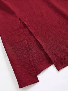 Rusticease Plus Size Women Burgundy Boho Summer Embroidered Minimalist Versatile Dress,Suitable For Vacation,Dates,Beach,Festival & Casual Mothers Day Outfits - Burgundy - View 6