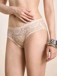 Hourtrue 3 件扇形蕾丝花朵蕾丝边性感内裤套装 - 彩色 - 查看 8