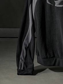 SWAVVY 男士宽松针织长袖套头衫，街头风 - 藏蓝色 - 查看 4