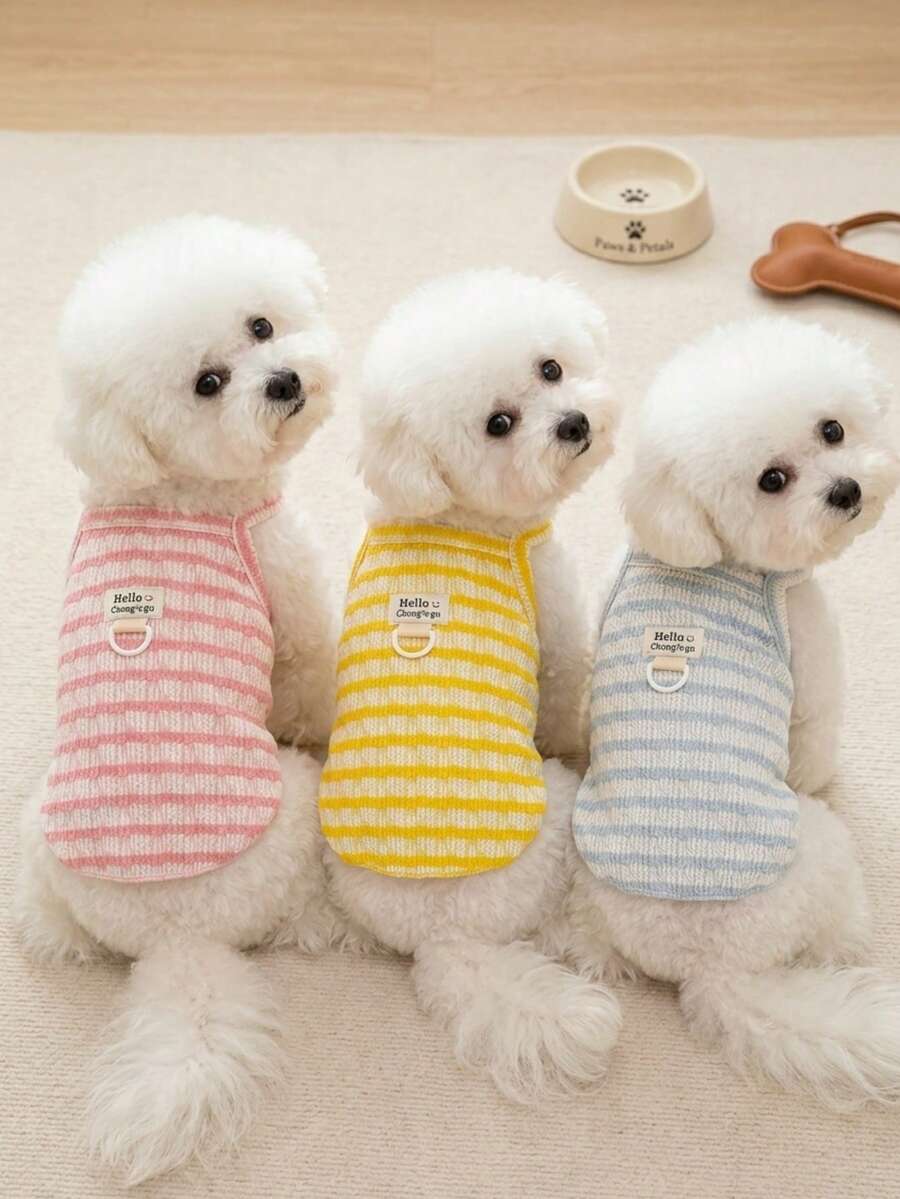PETSIN 宠物春季新款狗狗服装 动物用品 宠物服装 狗狗背心 猫咪T恤 泰迪熊套装 小型动物服装 休闲酷炫背心 狗狗服装 猫咪服装 春夏两季新款背心 - 彩色 - 查看 1