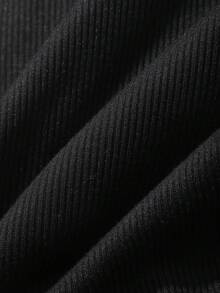 DAZY 女士夏季修身褶皱弹力肩带圆领吊带衫 - 黑色 - 查看 6