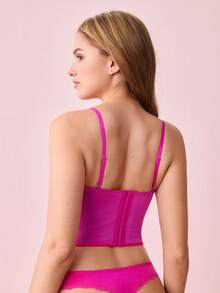Bonmuse Sujetador de encaje y sujetador sin aros para mujer - Rosa Fucsia - Ver 2