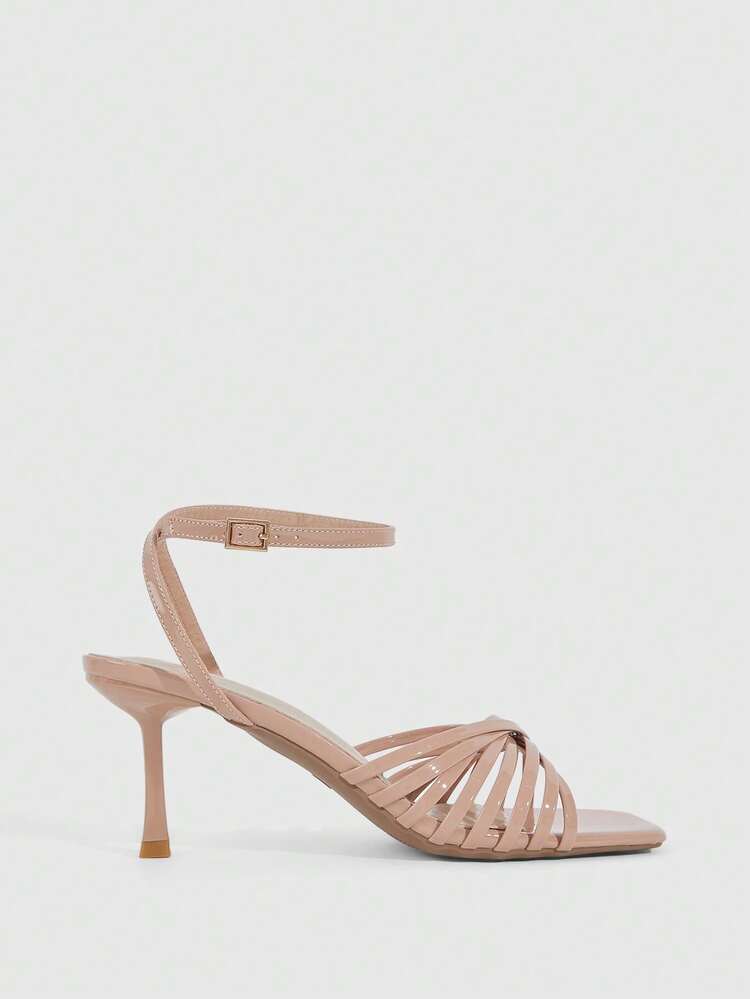 CUCCOO SZL Sexy New Summer Gold Criss-Cross Strap Fashionable Charming Sexy Women's High Heel Sandals, Slim Strap Square Toe Stiletto Heels Open Toe Sandals Spring Shoes