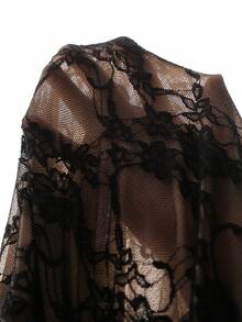 SHEIN ICON Women's Sexy Sheer Lace Flare Pants For Nightclub Party - Black - View 7