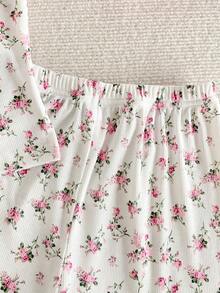 2件套女童碎花蕾丝吊带睡衣套装，甜美家居服 - 彩色 - 查看 4