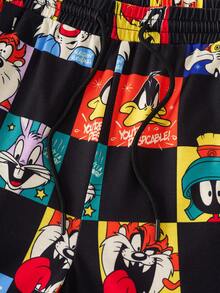 LOONEY TUNES X SHEIN Bộ đồ ngủ mềm mại dành cho nam - màu đen - Xem 4