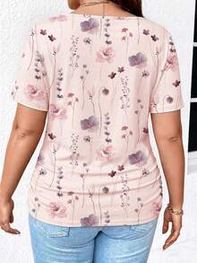 EMERY ROSE Random Geometric Pattern Plus Size Women's T-Shirt - Multicolor - View 2