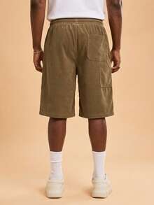 STYNVO 男士纯色抽绳腰带夏季短裤，带斜插口袋 - 棕色 - 查看 2