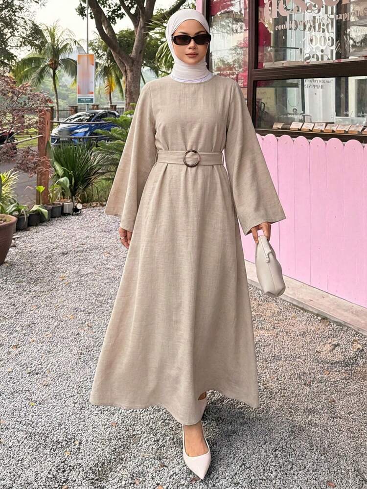 Casual Loose Long Sleeve Dress, Suitable For Spring And Summer Vacation