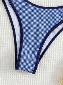 Swim Mod 女士春夏沙滩音乐节格子蝴蝶结吊带可爱休闲度假三件套 - 彩色 - 查看 4