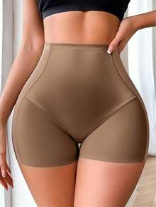 SHEIN Shapewear Tummy Control Panties - Women Shaping Underwear Compression Bodyshaper Girdle Hollow Mesh Flat Corner Pants - Coffee Brown - View 6