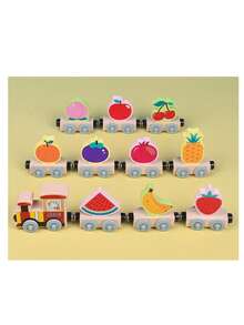 Wooden Numbers / Letters / Fruits / Animals / Small Trains, Educational Toys For Young Children, Assemble & Pull-Along Colorful Building Block Toy Cars. - Multicolor - View 7