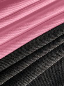 Comfortcana 2pcs Black And White Solid Color Sleeveless Washed Comfortable Ribbed Knit Tank Top, Plus Size, Spring/Summer Formal Holiday Casual - Multicolor - View 8