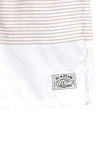 CoralVoy Pantalones cortos de playa para hombre con cintura de cordón y rayas de color contrastante, vacaciones de verano, vacaciones - Marrón - Ver 4